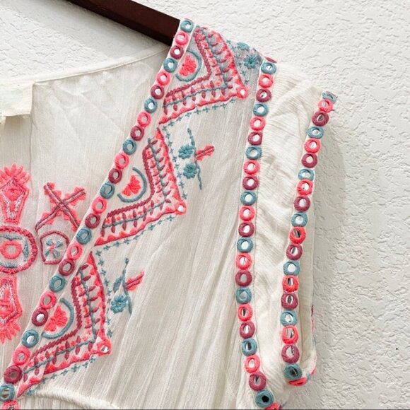 Z&L Women's Ivory Boho Duster Tassel Detail Beach Swimsuit Cover Up One Size - Picture 7 of 15